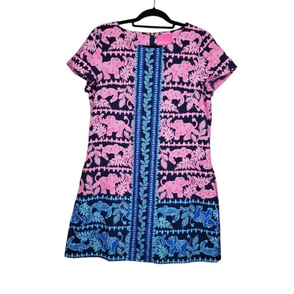 Lilly Pulitzer Womens High Tide Navy Pink Elephant Print Blanca Romper Size 12 - Picture 6 of 9